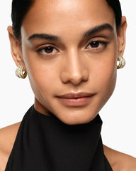 Pavé Crossover Shrimp Earrings in 18K Yellow Gold with Diamonds, 19.6mm