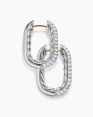DY Madison® Smooth Hoop Earrings in Sterling Silver with Diamonds, 24.3mm