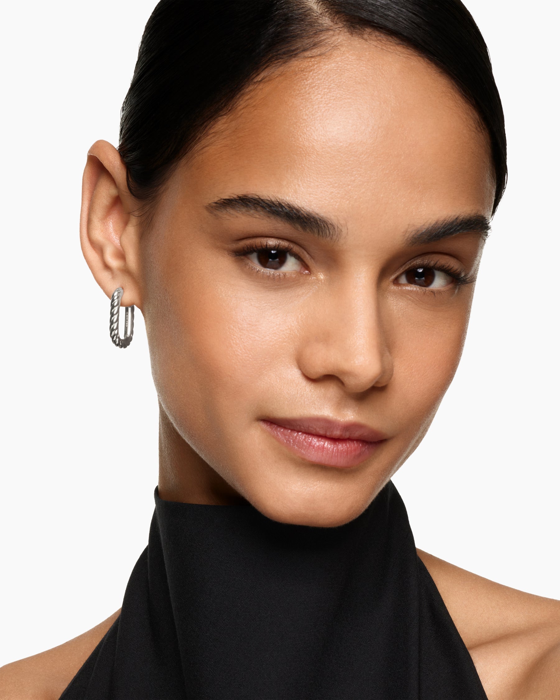 DY Madison® Cable Hoop Earrings in Sterling Silver, 24.3mm