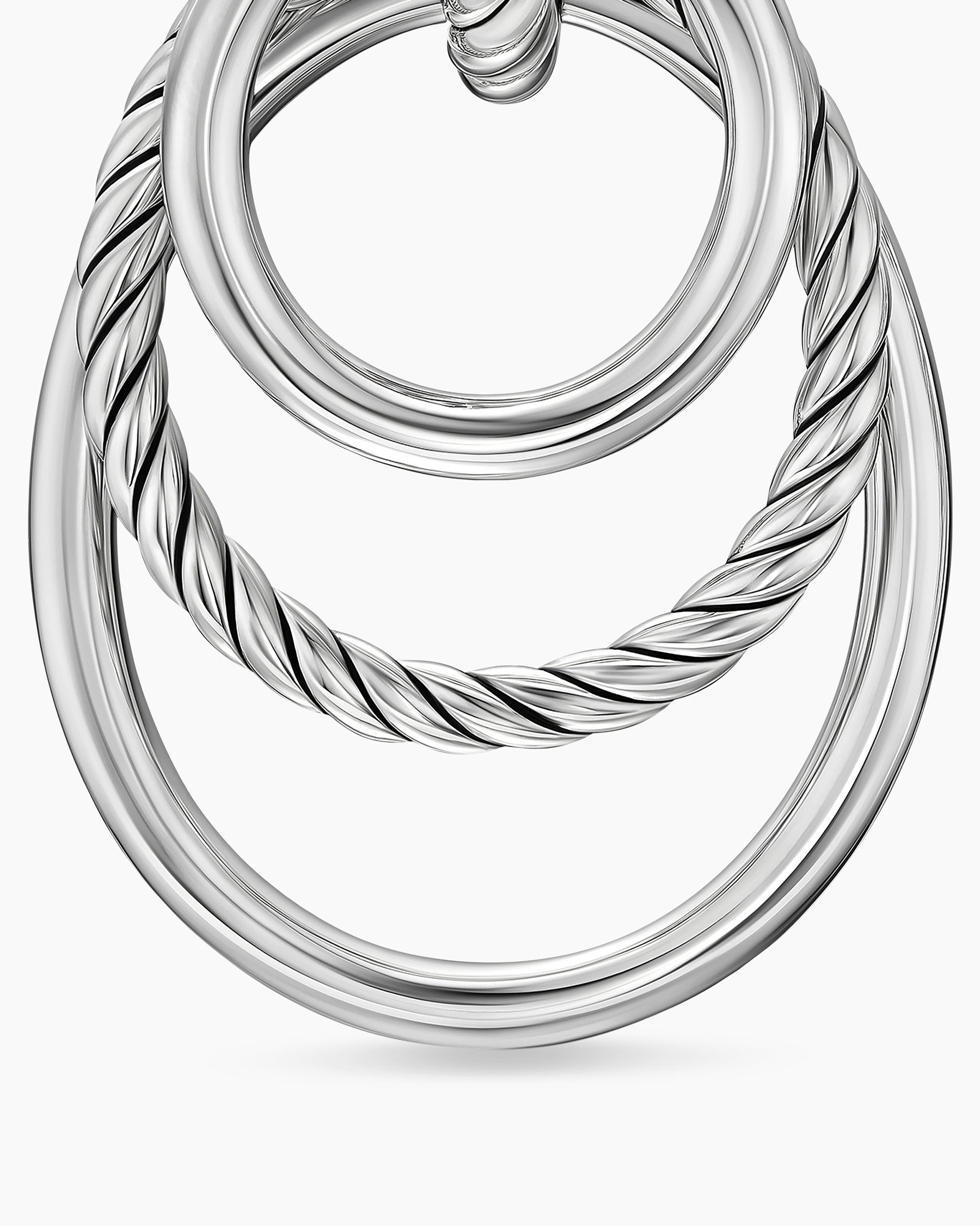 DY Mercer® Bold Triple Ring Drop Earrings in Sterling Silver, 48mm
