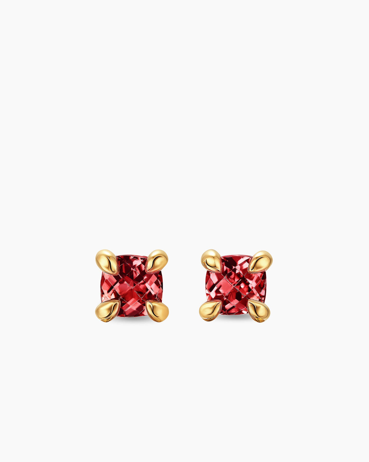 Micro Chatelaine® Stud Earrings in 18K Yellow Gold with Garnet, 4.8mm