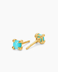 Micro Chatelaine® Stud Earrings in 18K Yellow Gold with Turquoise, 4.8mm