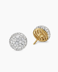 Pavé Stud Earrings in 18K Yellow Gold with Diamonds, 12mm