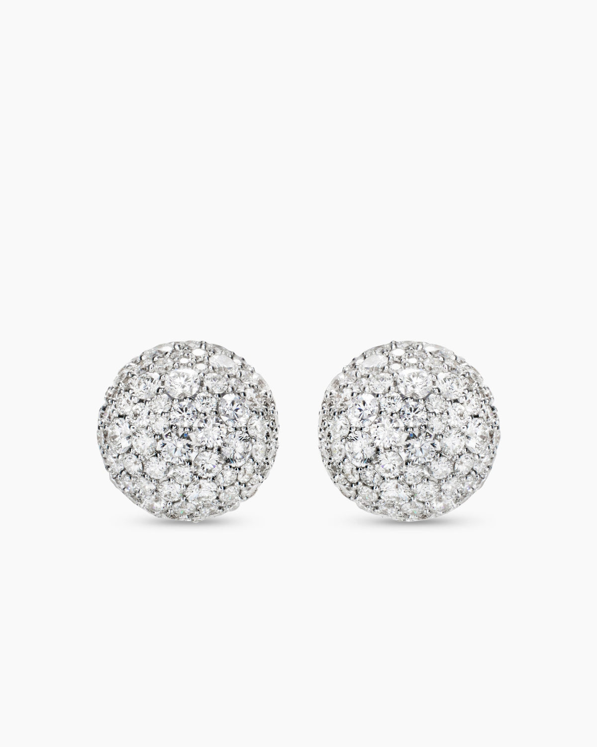 Pavé Stud Earrings in 18K Yellow Gold with Diamonds, 12mm