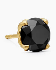 Stud Earring in 18K Yellow Gold with Black Diamond, 7mm