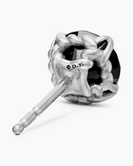 Stud Earring in Sterling Silver with Black Diamond, 7mm