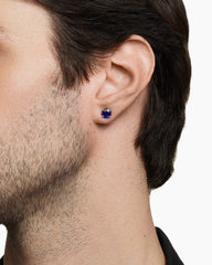 Stud Earring in Sterling Silver with Sapphire, 7mm