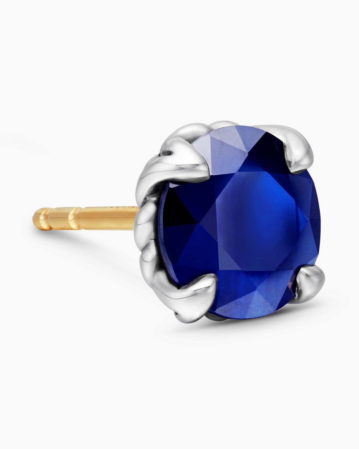 Stud Earring in Sterling Silver with Sapphire, 7mm