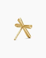 Faceted Cross Stud Earring in 18K Yellow Gold, 18.7mm