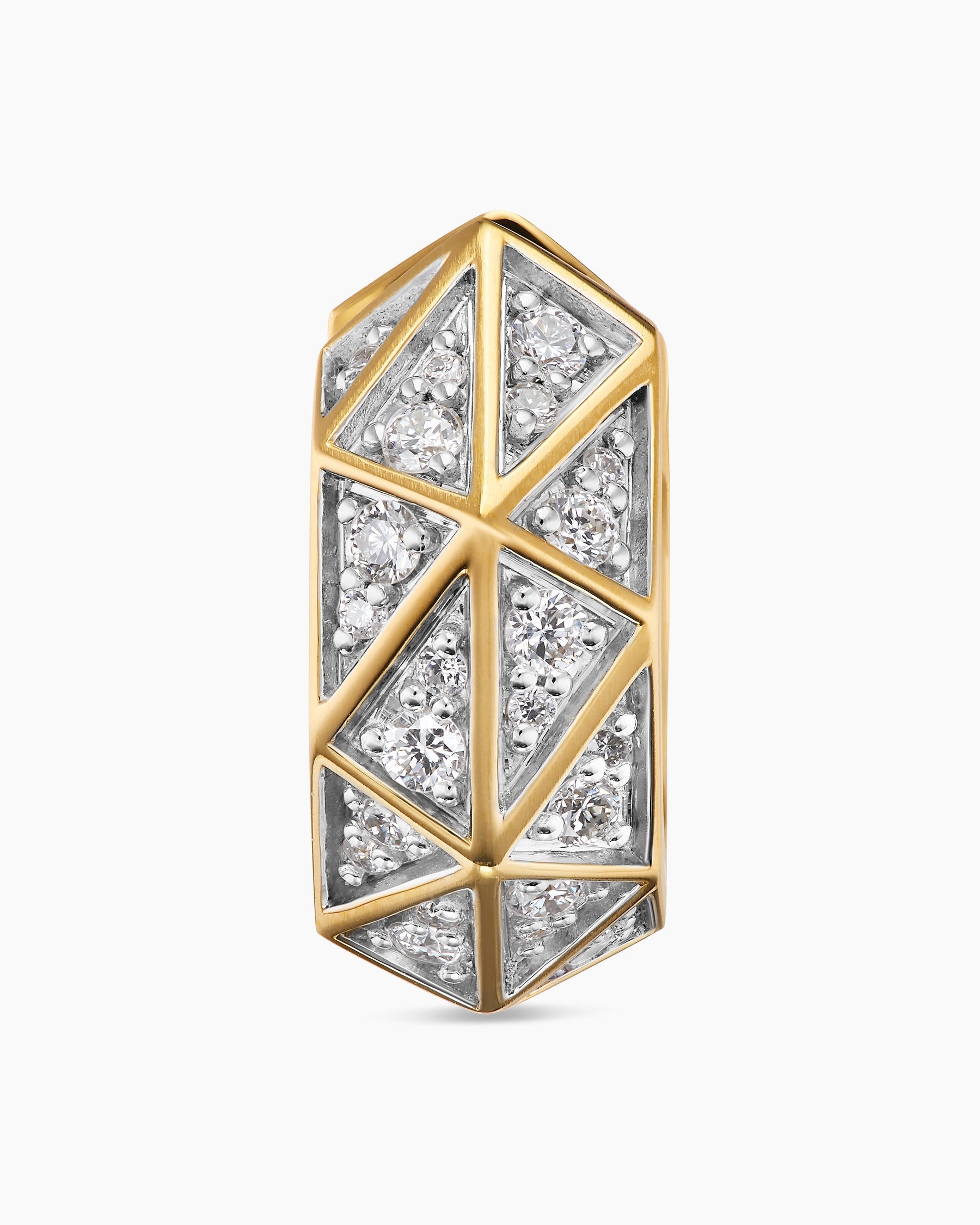 Faceted Hoop Earring in 18K Yellow Gold with Diamonds, 14.5mm