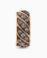 Sculpted Cable Hoop Earring in 18K Rose Gold with Cognac Diamonds, 12.8mm