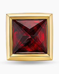 Pyramid Stud Earring in 18K Yellow Gold with Garnet, 6.6mm
