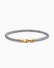 Cable Teen Buckle Bracelet in Sterling Silver with 14K Yellow Gold, 3mm
