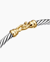 Cable Teen Buckle Bracelet in Sterling Silver with 14K Yellow Gold, 3mm