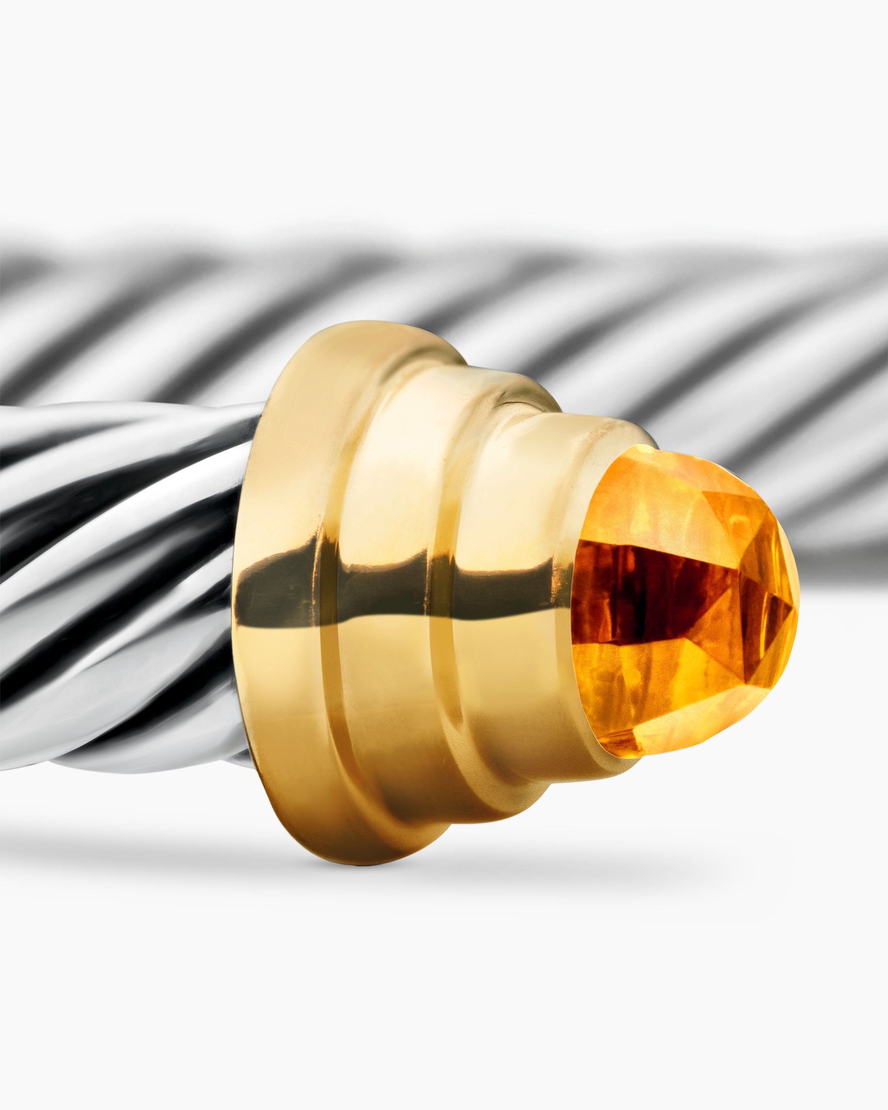 Cable Teen Bracelet in Sterling Silver with 14K Yellow Gold and Citrine, 4mm