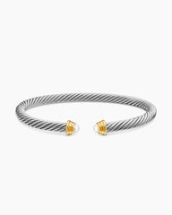 Cable Teen Bracelet in Sterling Silver with 14K Yellow Gold and Pearls, 4mm