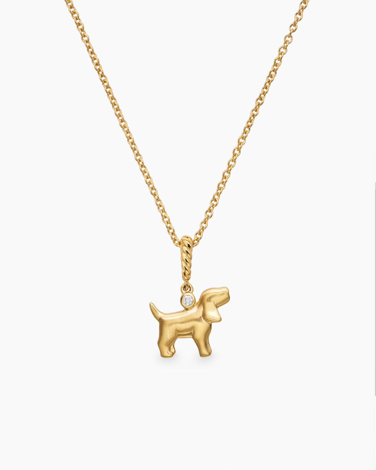 Cable Collectibles® Teen Dog Necklace in 18K Yellow Gold with Diamond