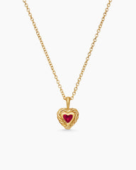 Cable Collectibles® Teen Heart Necklace in 18K Yellow Gold with Rhodolite Garnet