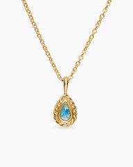 Cable Collectibles® Teen Teardrop Necklace in 18K Yellow Gold with Blue Topaz