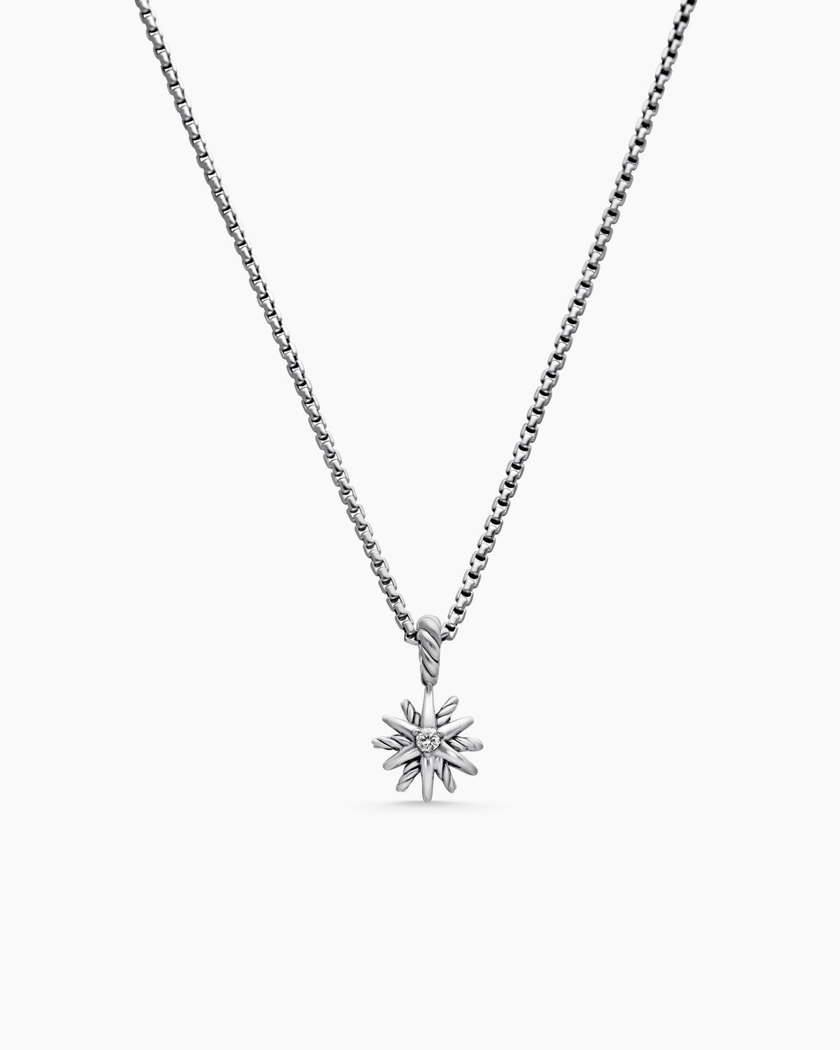 Starburst Teen Necklace in Sterling Silver with Center Diamond, 8mm