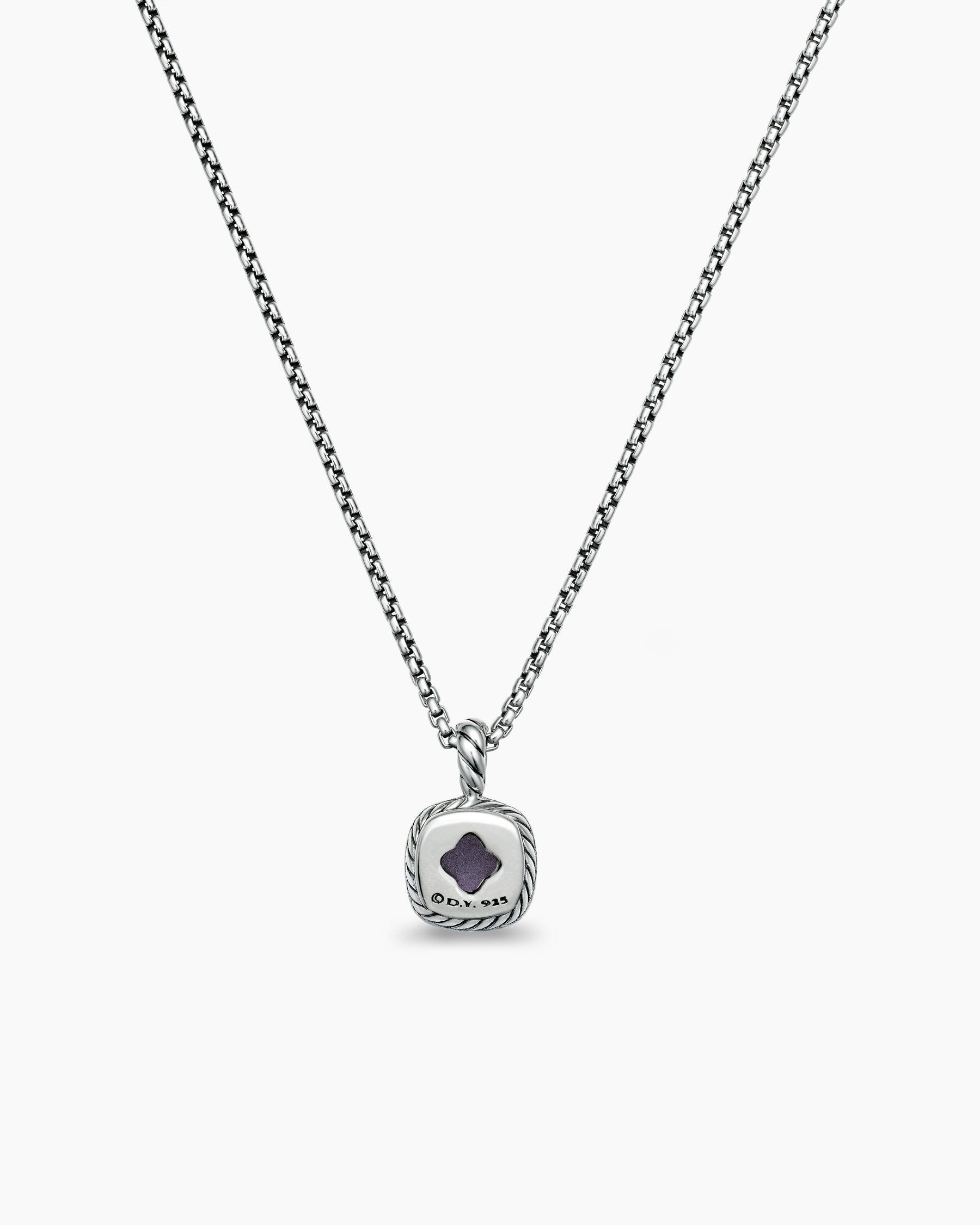 Albion® Teen Pendant Necklace in Sterling Silver with Black Orchid and Diamonds, 4mm