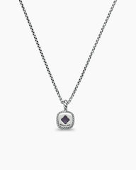 Albion® Teen Pendant Necklace in Sterling Silver with Black Orchid and Diamonds, 4mm