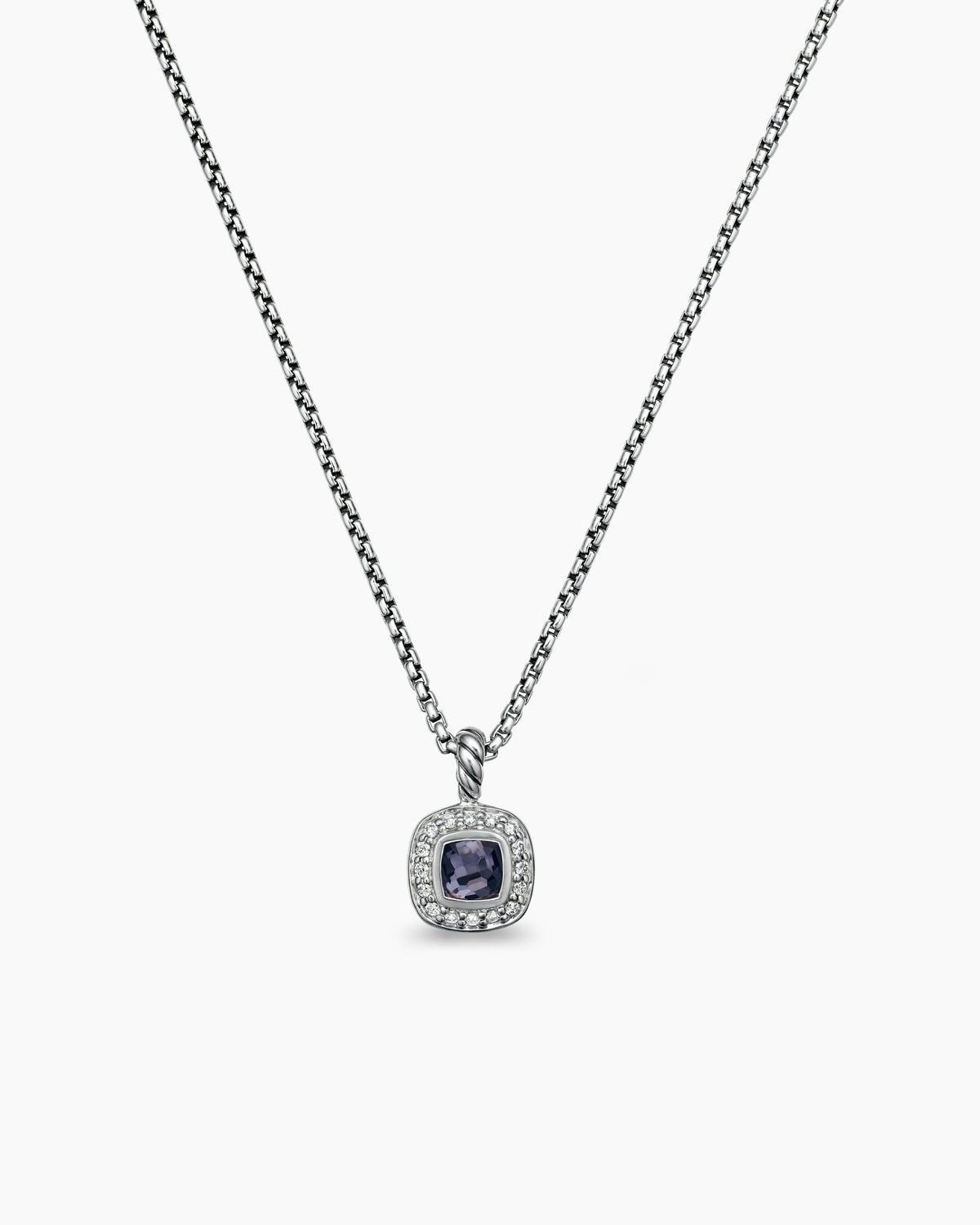 Albion® Teen Pendant Necklace in Sterling Silver with Black Orchid and Diamonds, 4mm