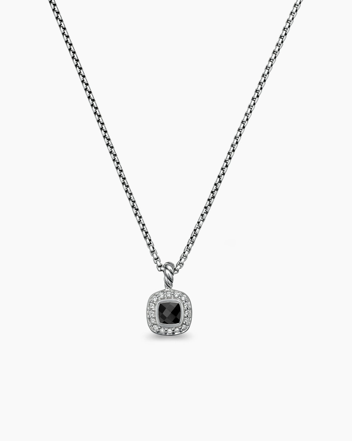 Albion® Teen Pendant Necklace in Sterling Silver with Black Onyx and Diamonds, 4mm