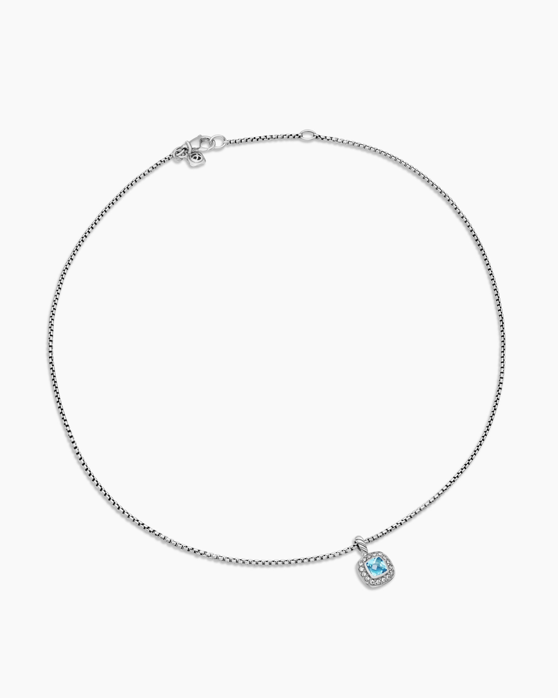 Albion® Teen Pendant Necklace in Sterling Silver with Blue Topaz and Diamonds, 4mm