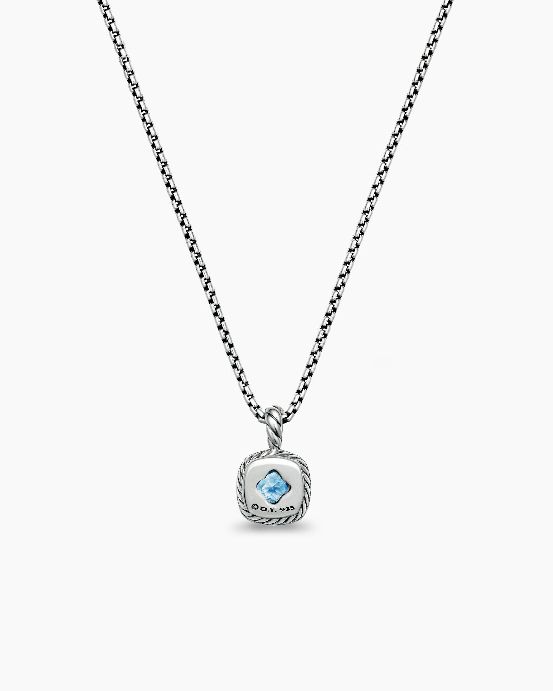 Albion® Teen Pendant Necklace in Sterling Silver with Blue Topaz and Diamonds, 4mm
