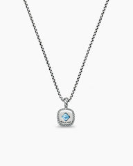 Albion® Teen Pendant Necklace in Sterling Silver with Blue Topaz and Diamonds, 4mm
