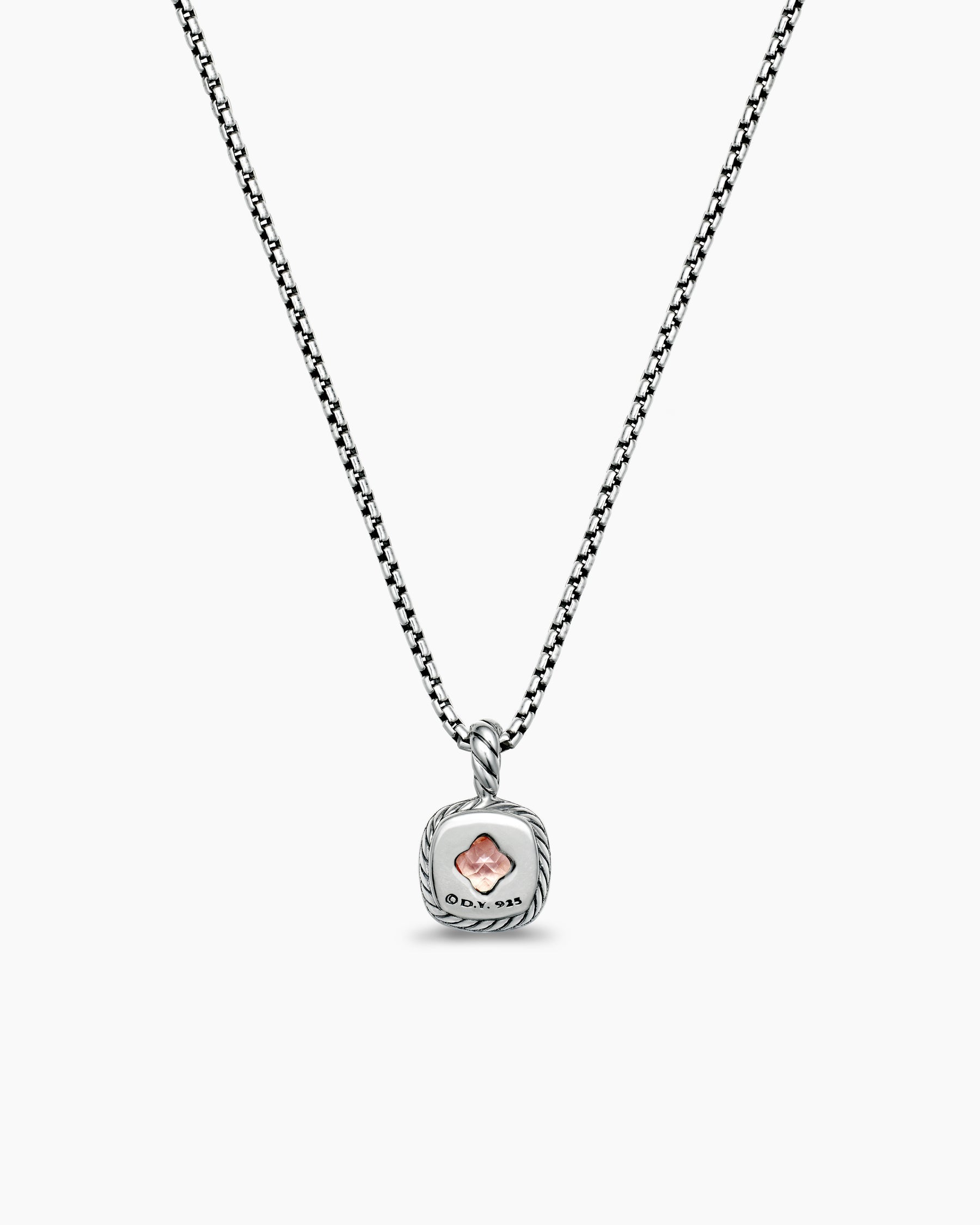 Albion® Teen Pendant Necklace in Sterling Silver with Morganite and Diamonds, 4mm