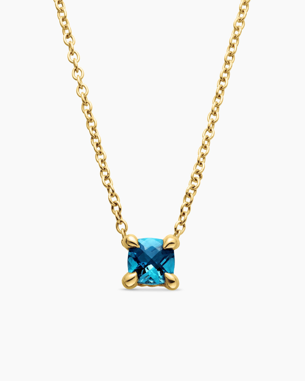Chatelaine® Teen Necklace in 18K Yellow Gold with Hampton Blue Topaz, 4mm