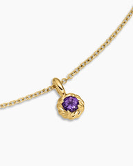 Cable Collectibles® Teen Birthstone Necklace in 18K Yellow Gold with Amethyst, 3mm