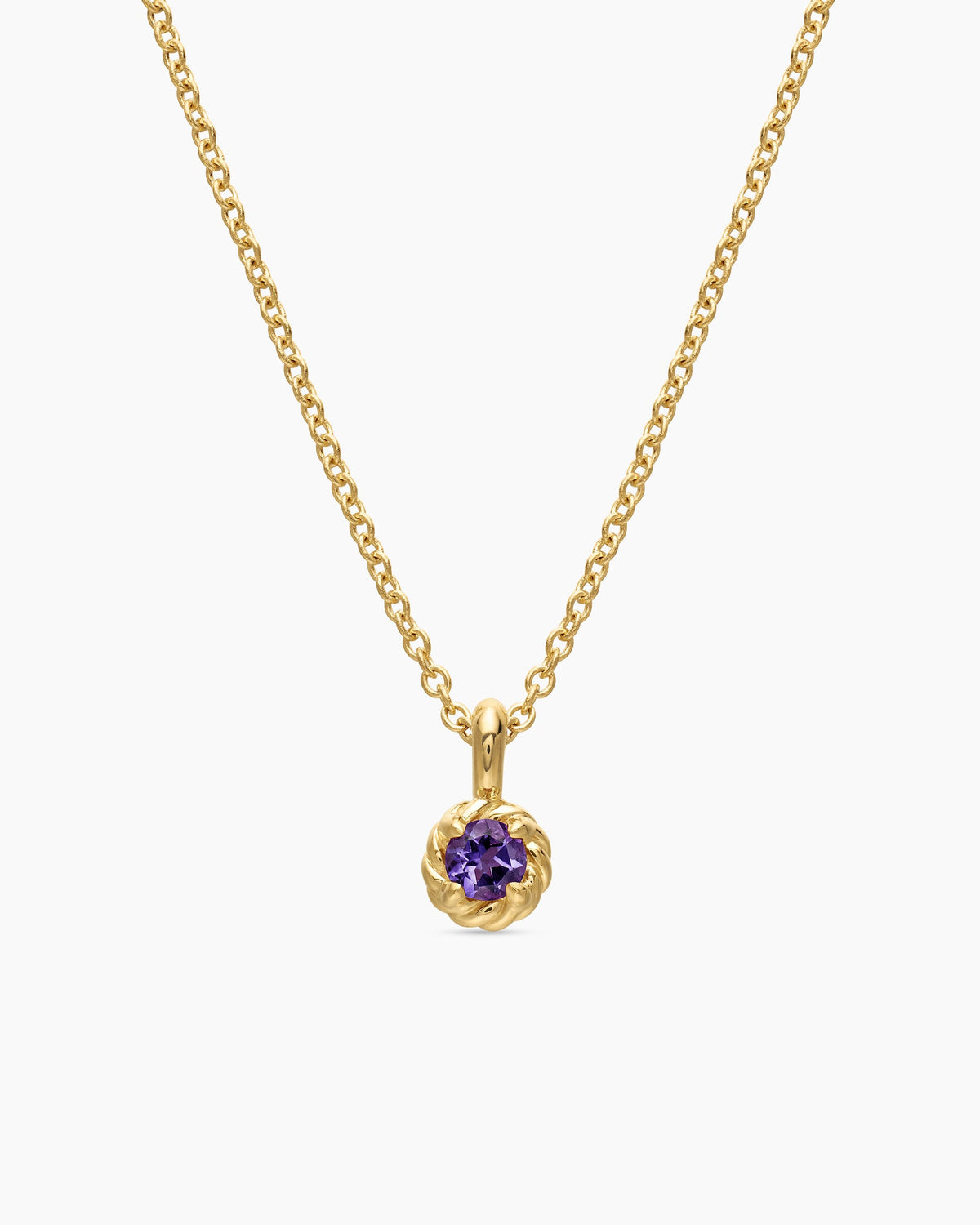 Cable Collectibles® Teen Birthstone Necklace in 18K Yellow Gold with Amethyst, 3mm