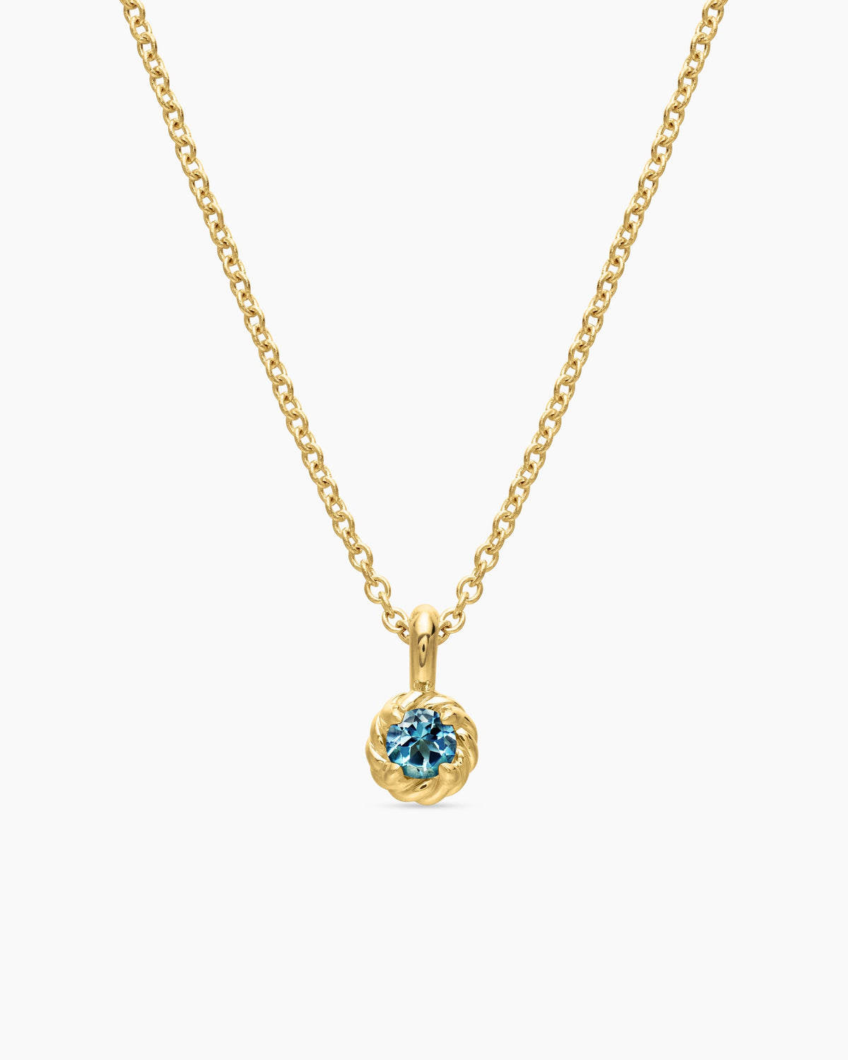 Cable Collectibles® Teen Birthstone Necklace in 18K Yellow Gold with Aquamarine, 3mm