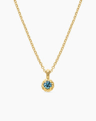 Cable Collectibles® Teen Birthstone Necklace in 18K Yellow Gold with Aquamarine, 3mm