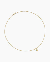 Cable Collectibles® Teen Birthstone Necklace in 18K Yellow Gold with Blue Topaz, 3mm
