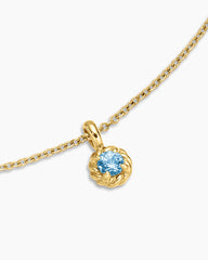 Cable Collectibles® Teen Birthstone Necklace in 18K Yellow Gold with Blue Topaz, 3mm
