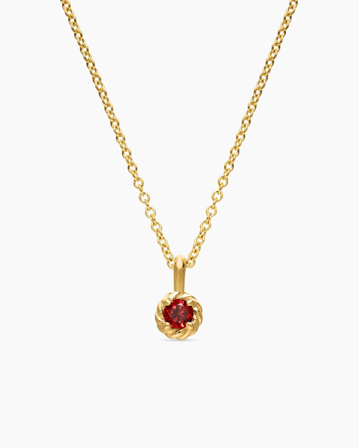 Cable Collectibles® Teen Birthstone Necklace in 18K Yellow Gold with Garnet, 3mm