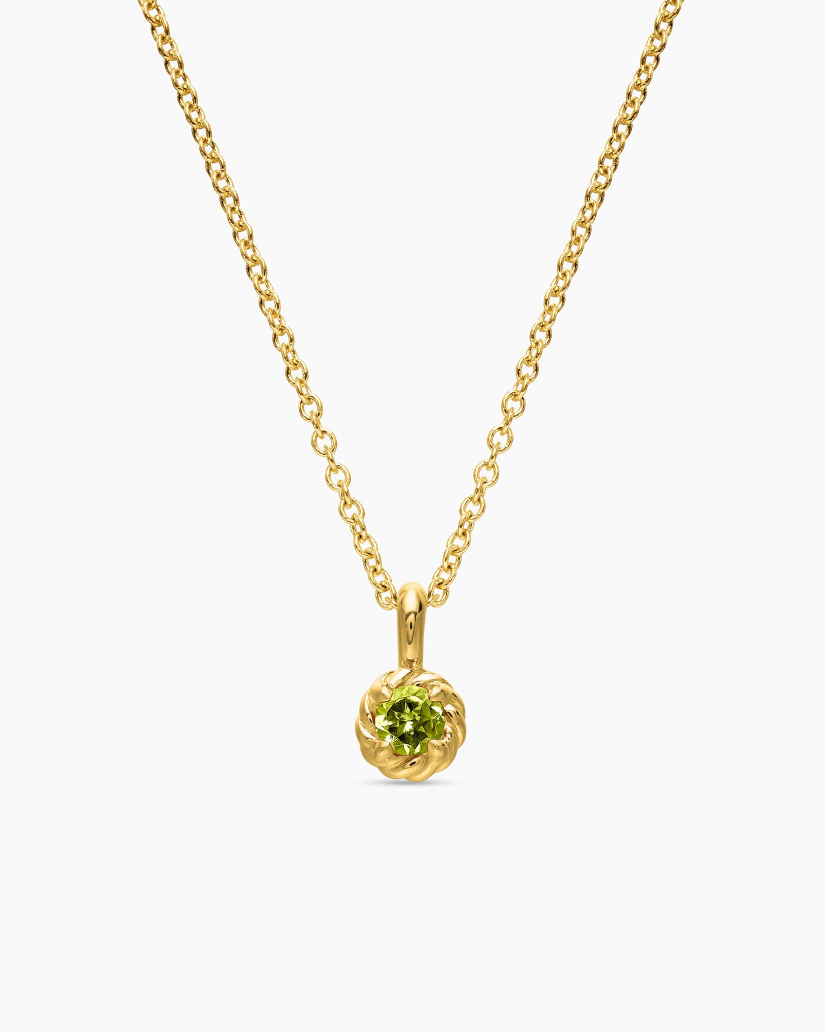 Cable Collectibles® Teen Birthstone Necklace in 18K Yellow Gold with Peridot, 3mm