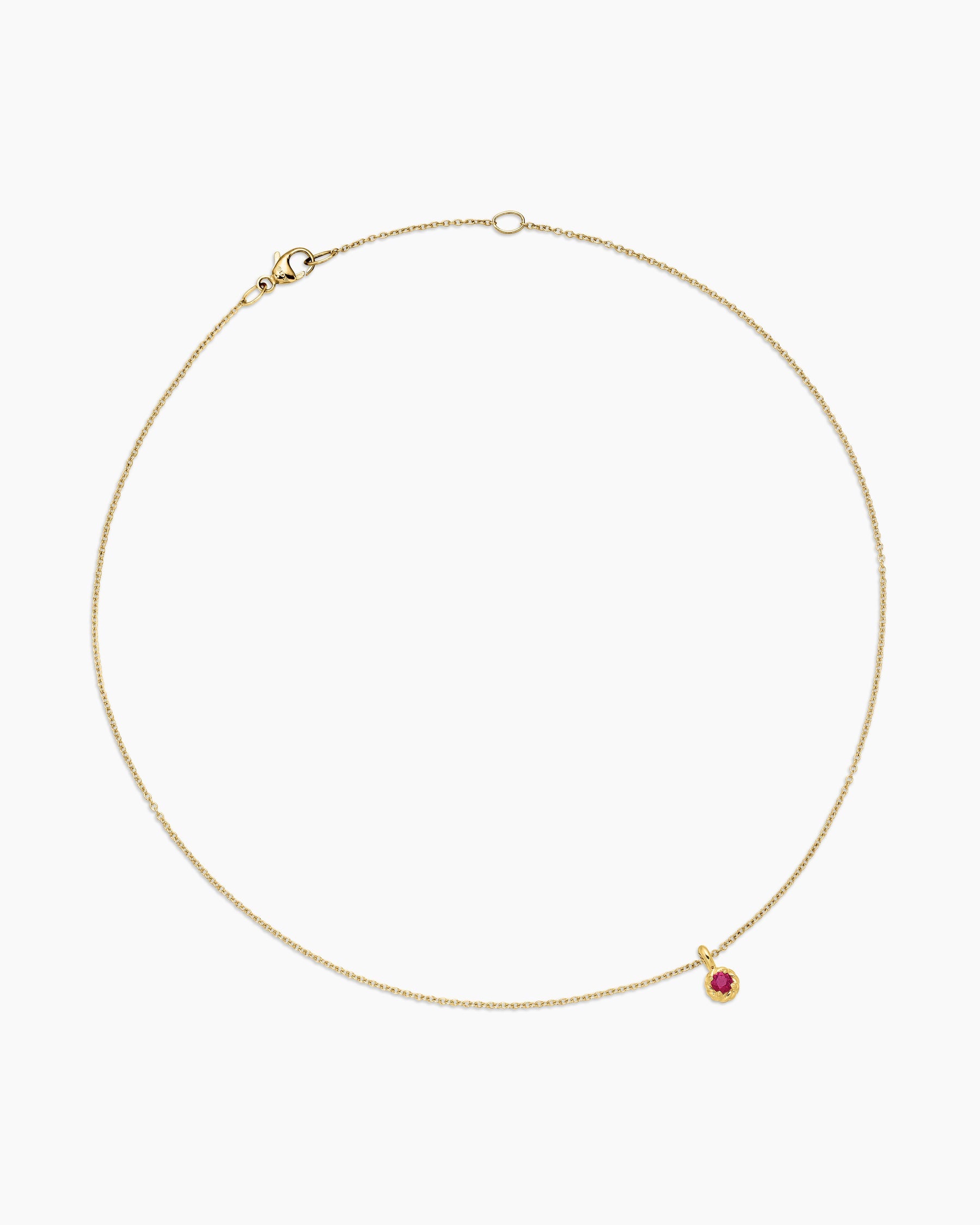 Cable Collectibles® Teen Birthstone Necklace in 18K Yellow Gold with Ruby, 3mm