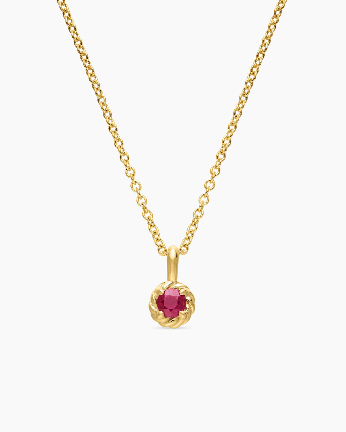 Cable Collectibles® Teen Birthstone Necklace in 18K Yellow Gold with Ruby, 3mm