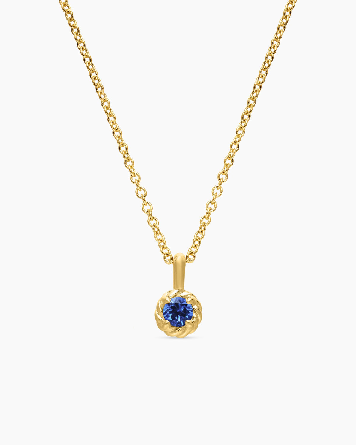 Cable Collectibles® Teen Birthstone Necklace in 18K Yellow Gold with Sapphire, 3mm