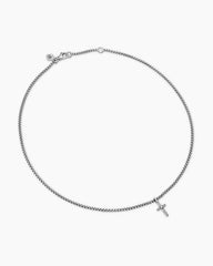 Cable Collectibles® Teen Cross Necklace in Sterling Silver with Center Diamond