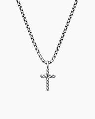 Cable Collectibles® Teen Cross Necklace in Sterling Silver with Center Diamond