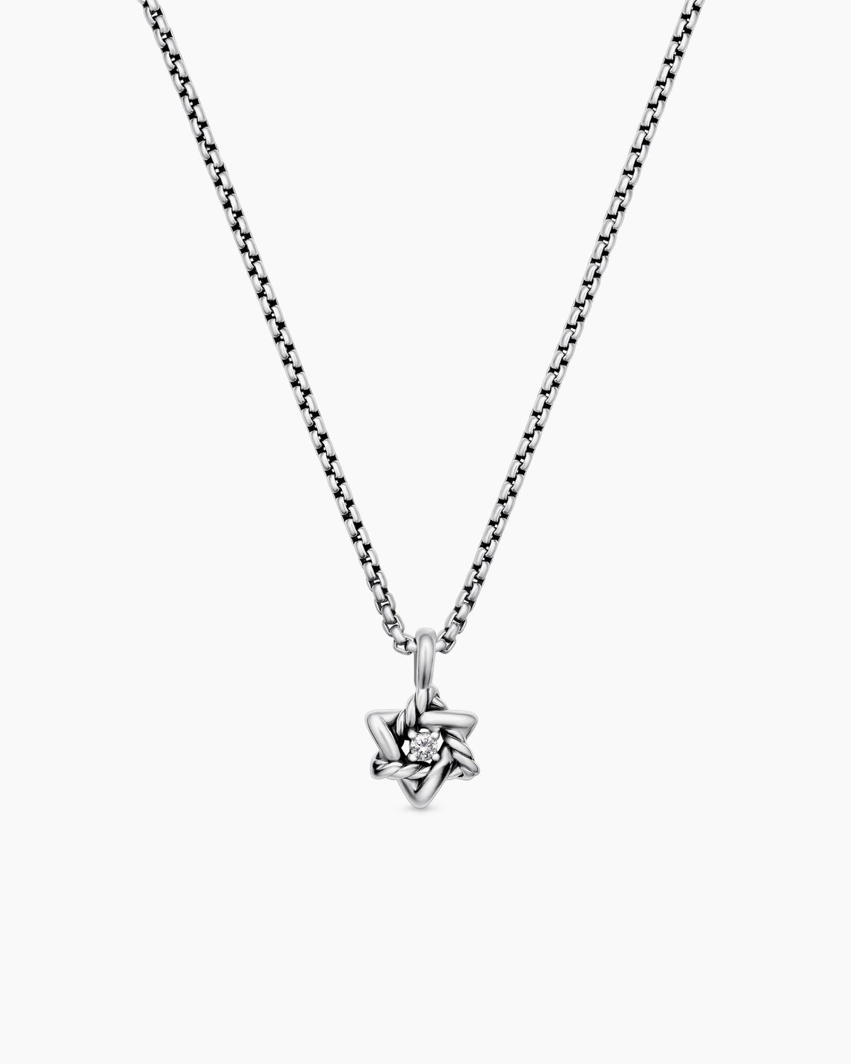 Cable Collectibles® Teen Star of David Necklace in Sterling Silver with Center Diamond