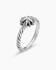 Starburst Teen Ring in Sterling Silver with Center Diamond, 8mm