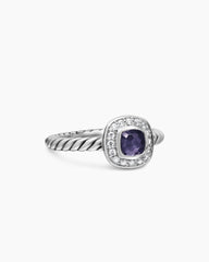 Albion® Teen Ring in Sterling Silver with Black Orchid and Diamonds, 4mm