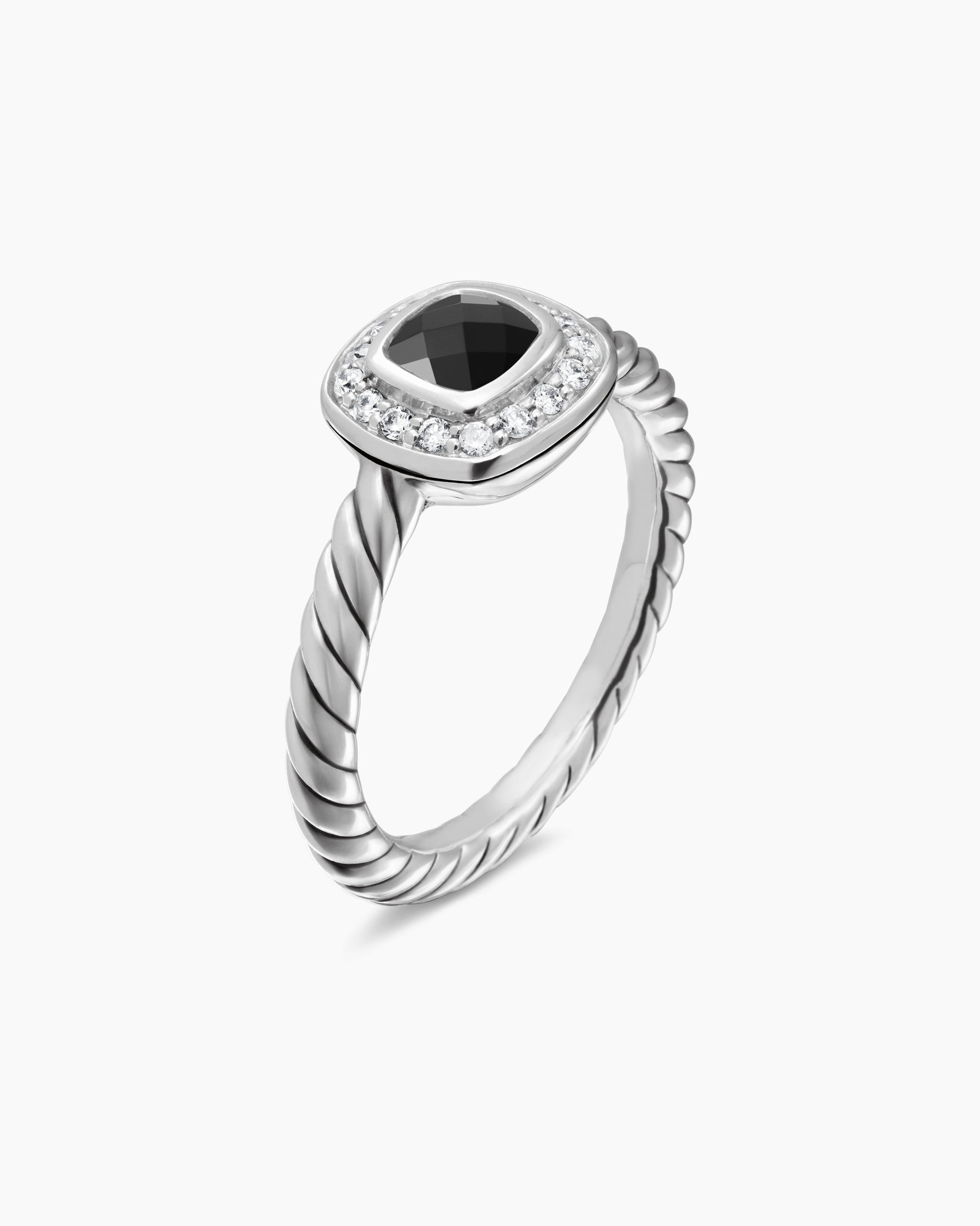 Albion® Teen Ring in Sterling Silver with Black Onyx and Diamonds, 4mm